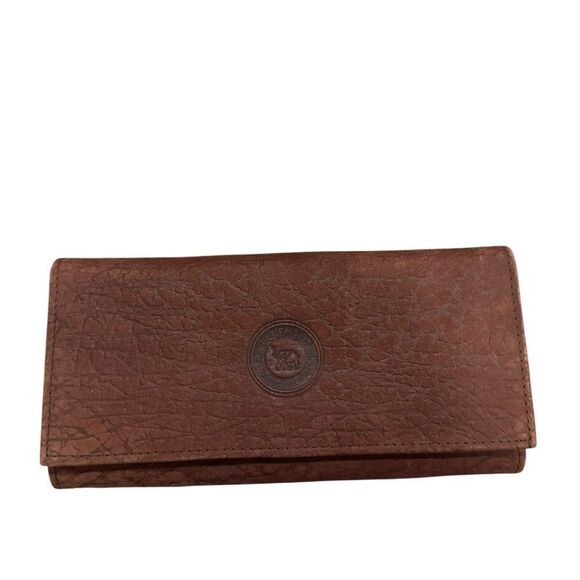 Elephant Genuine Leather Brown Long Wallet - Picture 1 of 5